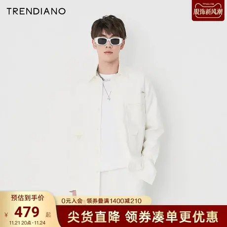 TRENDIAN官方2023新款春季翻领开衫休闲时尚男士衬衫长袖商品大图