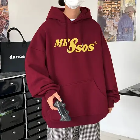 美式复古情侣运动卫衣男春秋宽松ins潮牌慵懒风oversize连帽外套商品大图