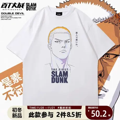 灌篮高手T恤樱木花道流川枫三井寿篮球短袖宽松大码纯棉运动半袖商品大图