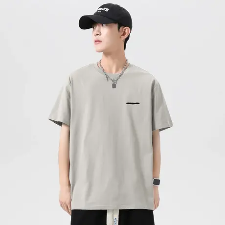 重磅纯棉t恤男短袖美式潮流圆领上衣服潮牌夏季宽松半袖全棉体恤商品大图