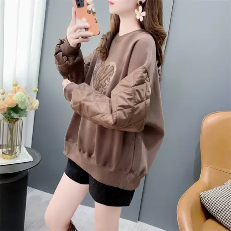 设计感短款小个子加绒卫衣女2023年秋冬新款宽松洋气减龄百搭上衣商品大图