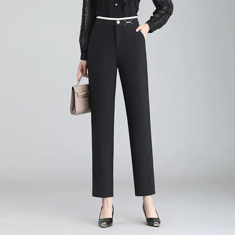 黑色直筒裤小西裤女秋季2023新款显瘦通勤烟管裤小个子职业休闲裤商品大图