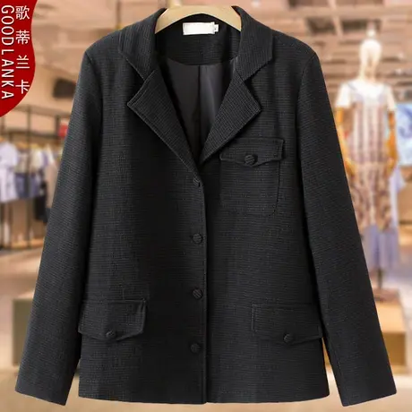 中年50岁妈妈高贵小香风外套洋气时尚加肥加大码女装单排扣小西装商品大图