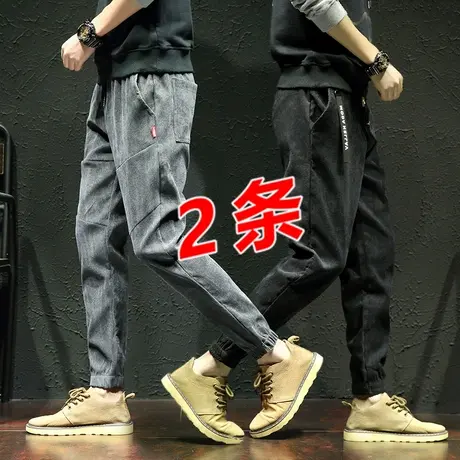 灯芯绒休闲裤男秋季新款潮牌宽松百搭束脚运动长裤松紧腰条绒男裤商品大图