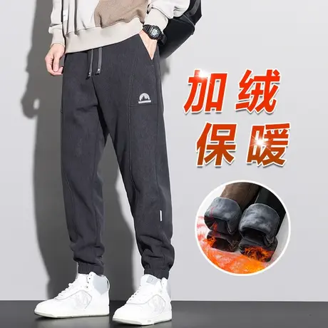 外穿加绒保暖加厚运动卫裤冬季冬天男生防寒加棉休闲裤子2023新款商品大图