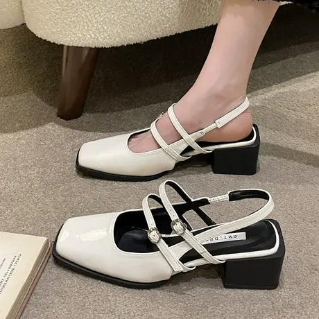 包头凉鞋女2023夏季新款法式高级感高跟鞋百搭不累脚粗跟复古单鞋图片