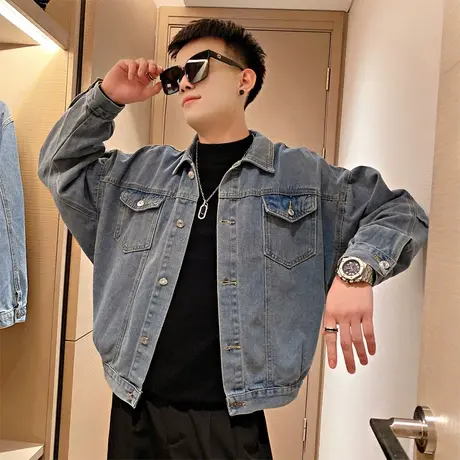男夹克春秋季宽松个性潮牌ins痞帅机能牛仔美式复古高街学生外套商品大图