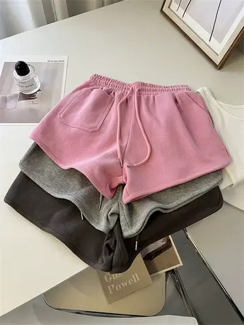 敲显腿长~美式aa风热裤运动短裤夏季女宽松a字显瘦居家休闲阔腿裤图片