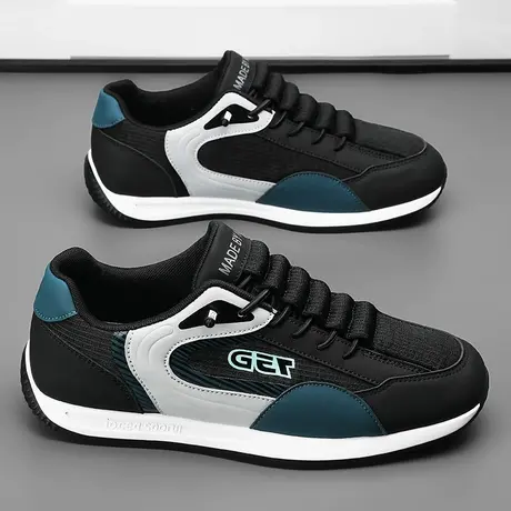 阿甘男鞋春秋季潮牌百搭休闲板鞋劳保工作上班黑色一脚蹬运动潮鞋商品大图