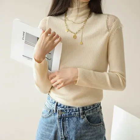 新款羊毛衫温柔宽松慵懒毛衣女装秋冬款打底针织上衣长袖商品大图