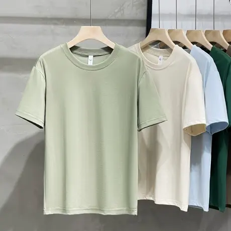 潮牌t恤男2023新款短袖夏季上衣日本纯棉宽松白体恤半袖打底衫男商品大图