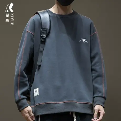 希越设计原创加肥加大卫衣男新款爆款宽松大码秋冬加绒加厚上衣春商品大图