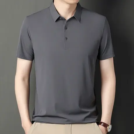 棉珠地polo衫短袖男士夏季新款休闲翻领T恤冰丝速干纯色保罗上衣商品大图