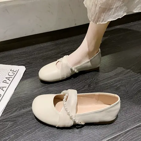 玛丽珍鞋女夏2024年新款百搭浅口平底配裙子单鞋温柔风仙女豆豆鞋图片