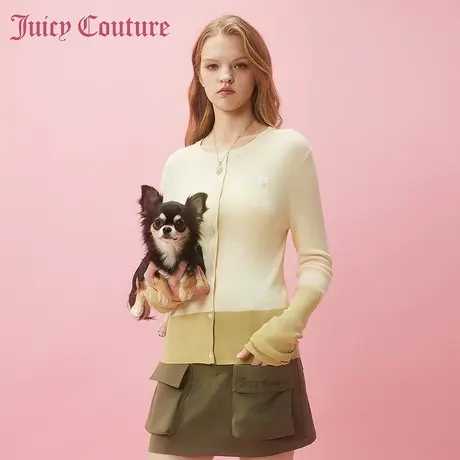 Juicy Couture橘滋春夏新款针织衫长袖圆领修身刺绣温柔甜美风女图片