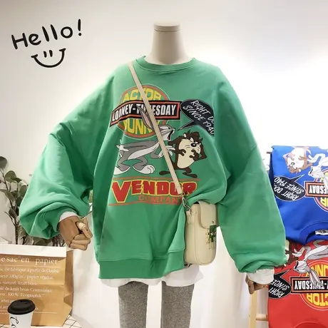 2020早秋新款韩国东大门Ulzzang卡通减龄休闲宽松BF卫衣大码显瘦商品大图