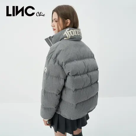 LINC金羽杰2023冬新款朋克学院反季专柜断码女款短款面包羽绒服女商品大图