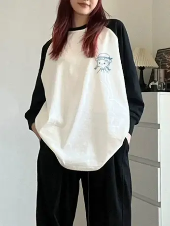 仿棉长袖t恤女2023新款欧货春秋装冬季内搭打底衫韩版宽松上衣潮图片