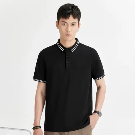 冰丝透气学院风珠地Polo衫男士夏季商务通勤短袖T恤男保罗衫上衣商品大图