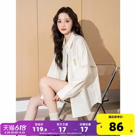 唐狮2025早秋新款衬衫女净色简约百搭潮ins休闲时尚女士长袖衬衫商品大图