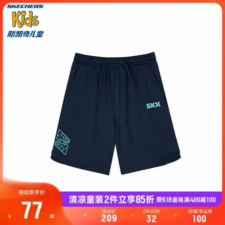 Skechers斯凯奇童装男童针织短裤儿童夏季运动裤透气干爽休闲裤子商品大图