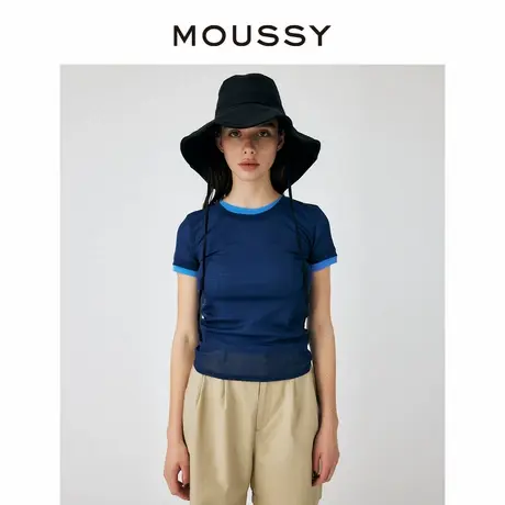 MOUSSY 多巴胺色系撞色基础款修身圆领套头短袖T恤010GS780-1180商品大图