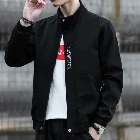 春秋季男士立领夹克青年修身潮流工装外套春天上衣服褂子薄款男装商品大图