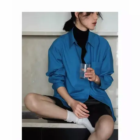 爵莱菲大码胖mm可拆立领时髦显瘦通勤设计感不易皱衬衫女上衣秋商品大图