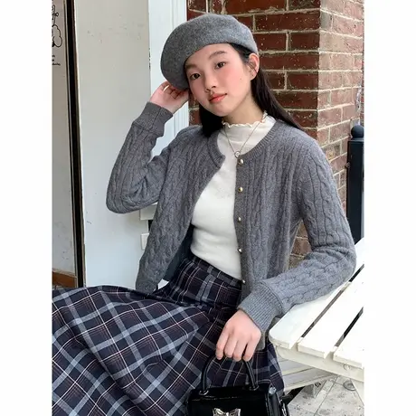 NOW真维斯法式针织毛衣女2025新款秋季设计感百搭学院风开衫外套图片