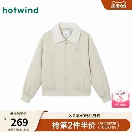 热风2025年冬季新款女士翻毛领短夹克商品大图
