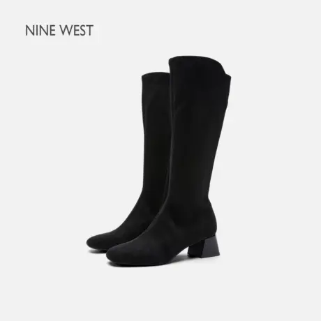 Nine West/玖熙绒面骑士靴女2025秋冬季粗跟高筒靴时尚长靴瘦瘦靴商品大图