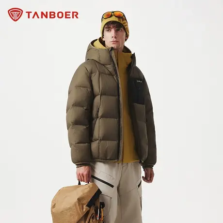 坦博尔户外连帽羽绒服男2025冬季新款轻薄保暖防风舒适面包服外套图片
