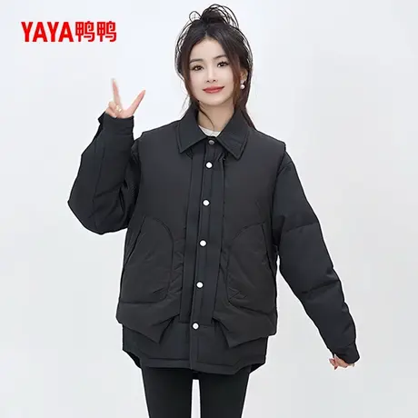 【鸭鸭甄选】羽绒服女款2025秋冬季新款时尚潮流短款鸭绒保暖外套商品大图