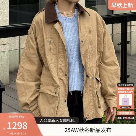 moussy 2025秋季新品复古工装风撞色领口夹克外套女028IAZ30-1351商品大图