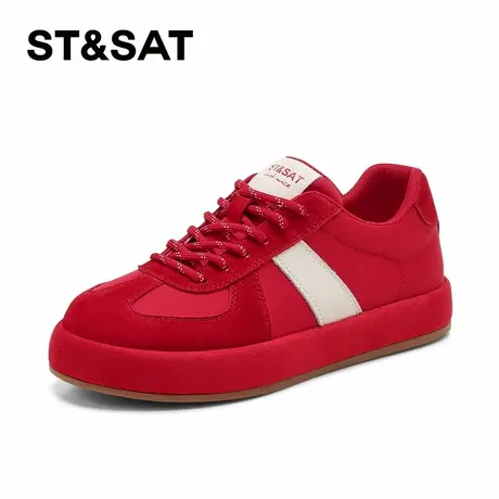 星期六红色德训鞋女2026年春季新款系带增高防滑鞋百搭休闲运动鞋商品大图