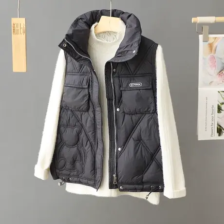 秋冬短款羽绒棉马甲2023韩版新款宽松立领百搭外穿棉背心坎肩马夹商品大图
