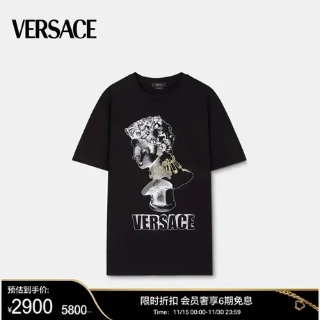 【甄选折扣】VERSACE/范思哲 男士Logo图案T恤棉质宽松时尚短袖商品大图