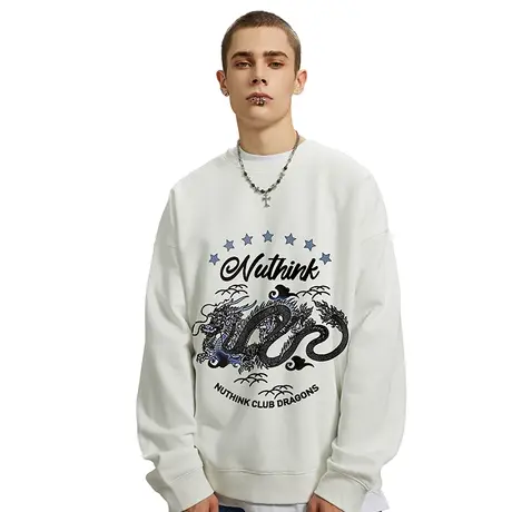 Nuthink美式街头宽松潮流字母420g重磅无帽卫衣男国潮打底衫上衣商品大图