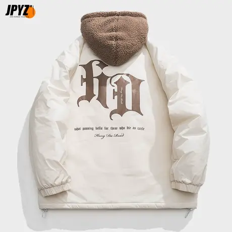 假两件棉衣男冬季2022新款情侣羽绒棉服外套羊羔绒加厚冬装棉袄图片