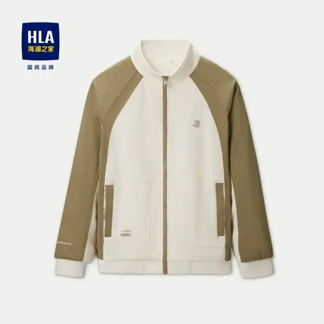 HLA/海澜之家撞色拼接夹克23秋季立领拉链门襟绣花休闲外套男商品大图