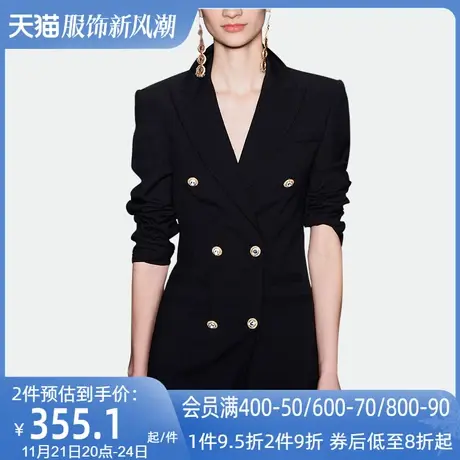 aui欧洲站中长款黑色休闲小西装外套女2022欧货春秋新款气质西服商品大图