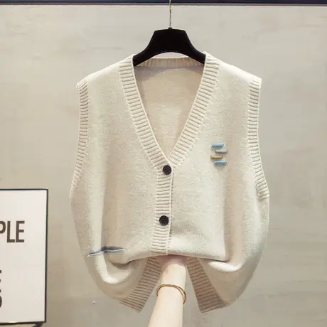 v领针织开衫马甲背心女2025春秋新款宽松外穿马夹叠穿毛衣坎肩潮商品大图