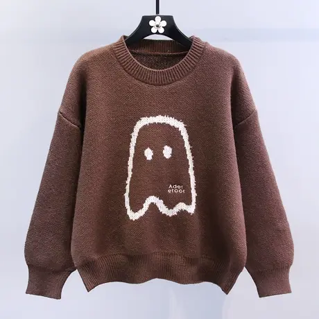 秋冬外搭学院风卡通套头毛衣女2023新款宽松显瘦慵懒洋气针织衫图片