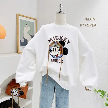 韩国东大门秋冬加绒上衣小众设计感慵懒休闲宽松包臀加厚卫衣保暖商品大图