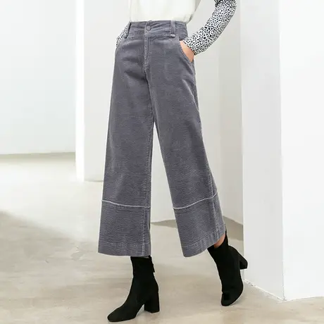 灯芯绒阔腿裤女2024新款秋冬女裤八分裤子冬季九分裤直筒裤条绒裤图片