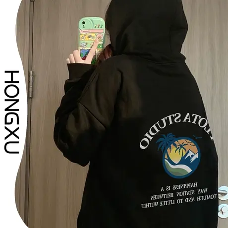 红续2023秋冬季韩版卫衣潮ins超火简约通勤加厚上衣宽松显瘦百搭商品大图