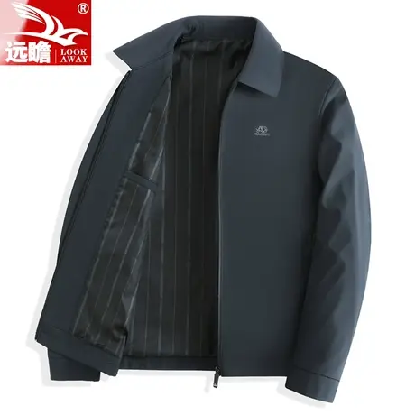 中老年爸爸春秋装外套商务休闲男士上衣秋季新款翻领行政夹克男款商品大图