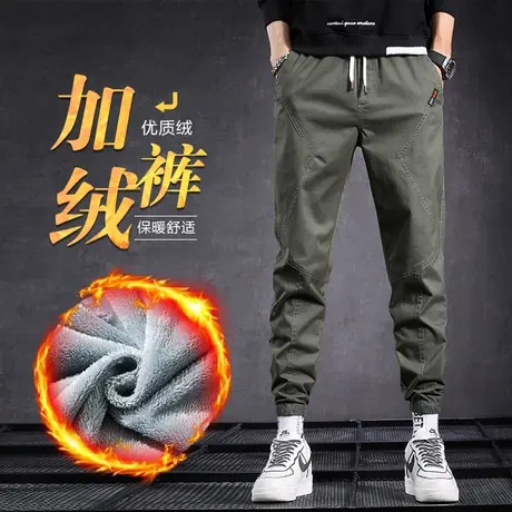秋冬季纯棉工装裤男士加绒加厚休闲裤子男裤2023新款保暖外穿棉裤商品大图