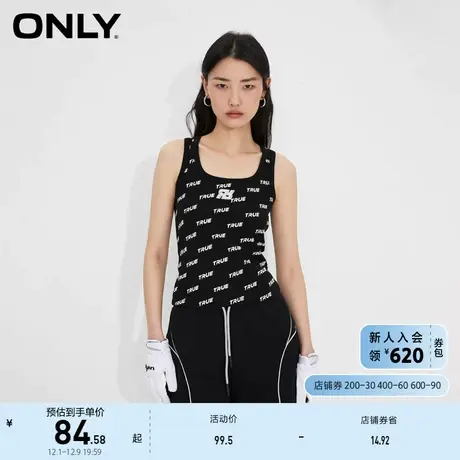 ONLY奥莱2023夏季新款休闲潮酷修身满印U型领无袖T恤女商品大图