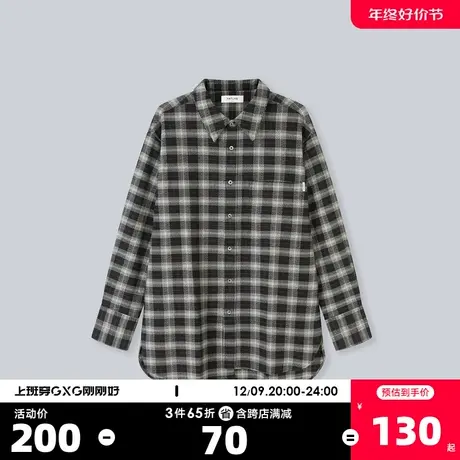 YATLAS亚锐男装2020冬季商场同款深灰色格纹翻领长袖衬衫男潮商品大图